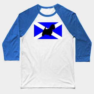 west highland white terrier silhouette on flag Baseball T-Shirt